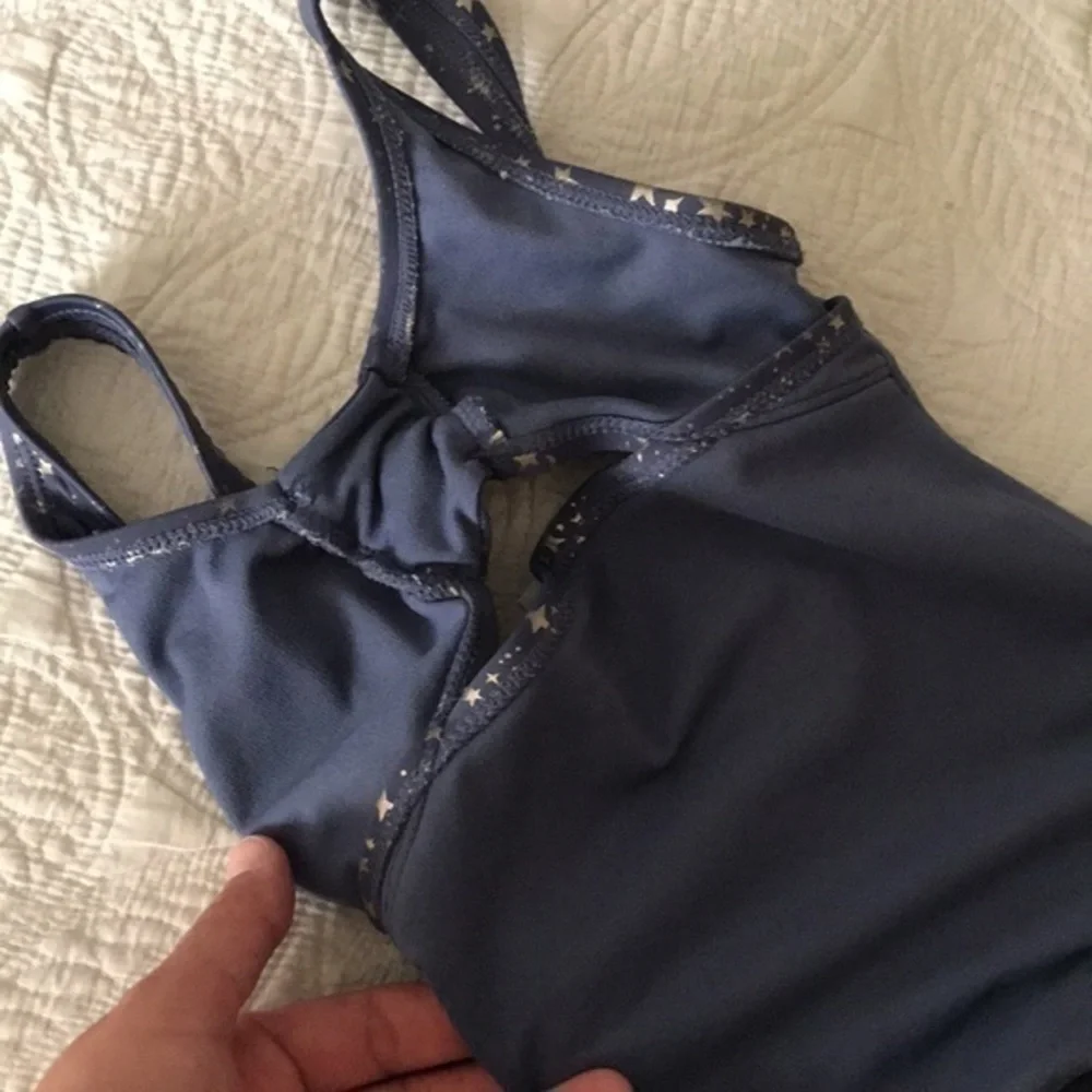 Art class One Piece Girls Swimsuit Grey/Blue Golden Stars Size XS 4/5